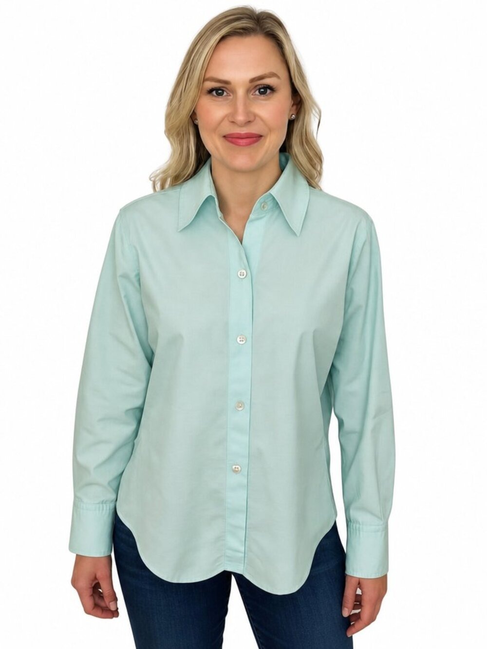 Vince Organic Cotton Tie-Back Shirt in Mint Green | Size M